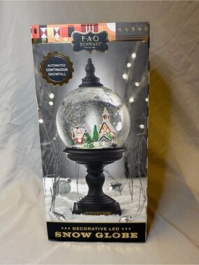 FAO Schwarz Black LED Snow Globe with Miniature Village